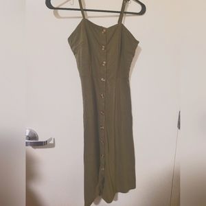 green tea length dress